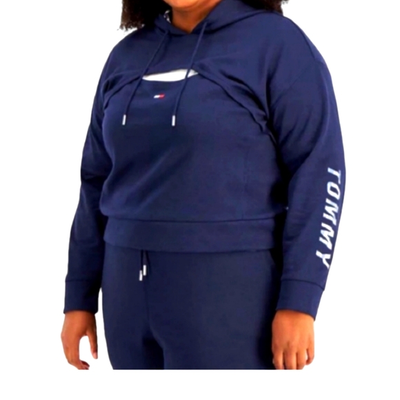 Tommy Hilfiger Tops - 1X NWT Blue TOMMY HILFIGER Hoodie with Chest Cutout, Very Lightweight, Soft!